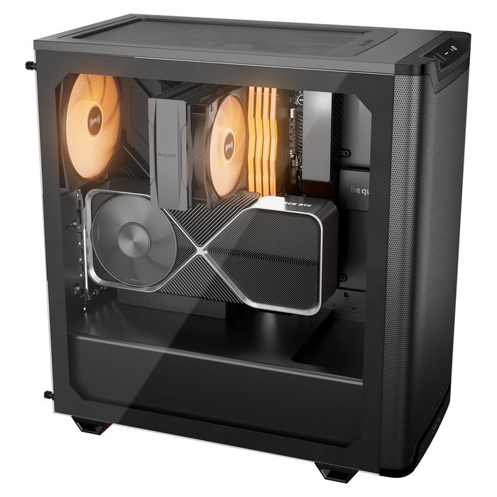 be quiet! Pure Base 501 DX Black - Caja Torre Midi PC ATX Negro con Ventana Lateral, Iluminación RGB Frontal, 3 Ventiladores Silent Wings y Filtros Antipolvo
