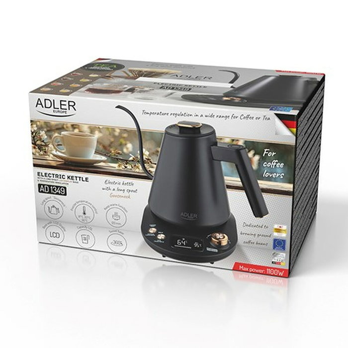 Adler Ad1349 Hervidor de agua metálico negro de 1 l