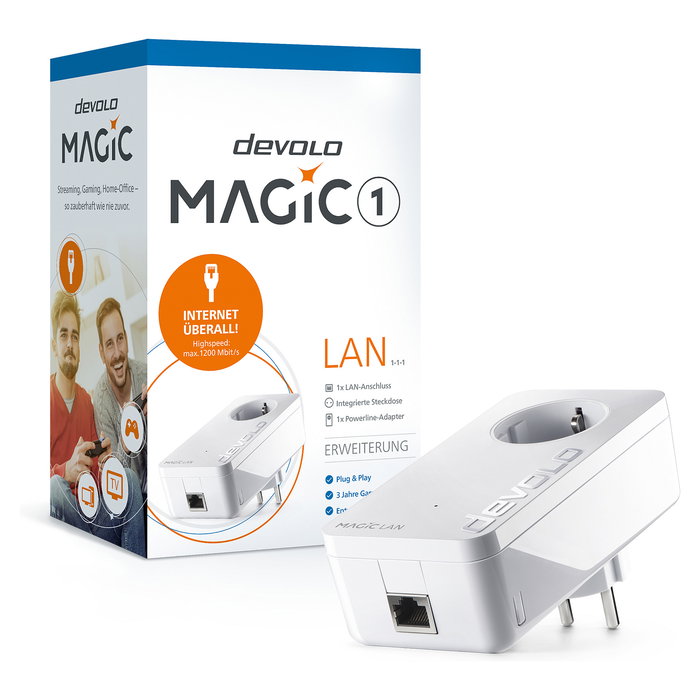 Devolo Magic 1 LAN Adaptador Powerline 1200 Mbit/s Gigabit Ethernet IEEE 802.3 10/100/1000, 2 Unidades, Blanco