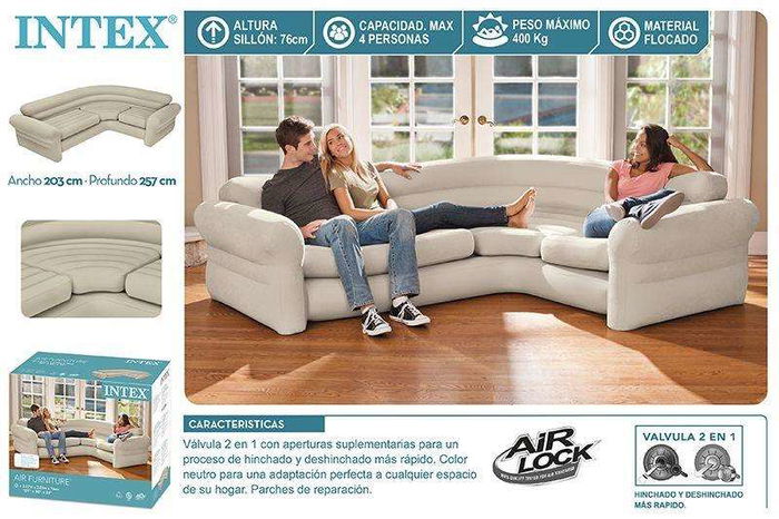 Intex Sofa Hinchable Rinconera 257x203x76 cm PVC