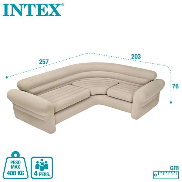 Intex Sofa Hinchable Rinconera 257x203x76 cm PVC