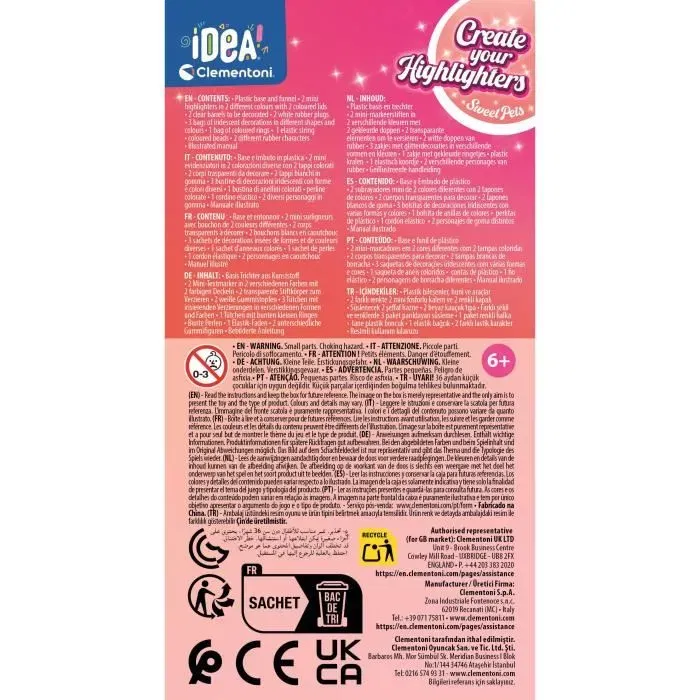 Clementoni 8005125188758 Crea tus fluorescentes - Sweet Pets