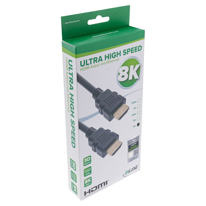 InLine Cable HDMI Ultra High Speed 17903A de 3 m, Negro