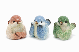DKD Home Decor Figura de Cerámica Pájaro Surtido de 3 Unidades Multicolor