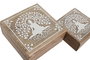 DKD Home Decor Set de 2 Joyeros de Mango Buda Blanco