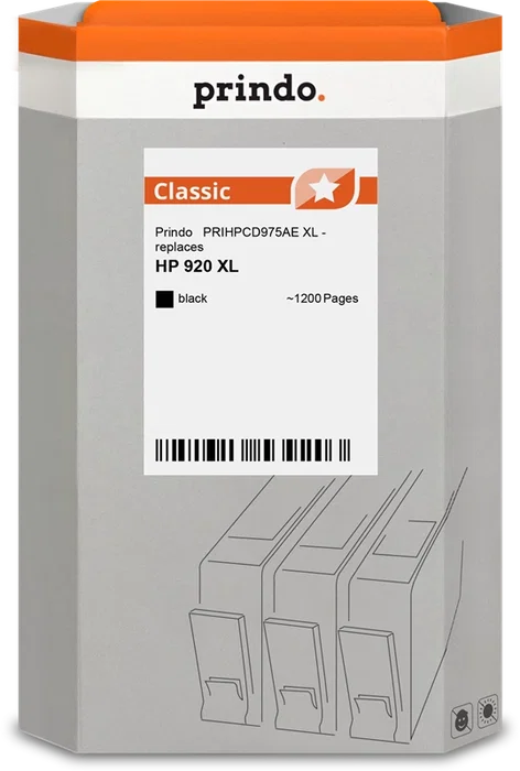 Prindo Classic XL Negro Cartucho de Tinta Compatible con HP 920 XL Negro Alternativa CD975AE Prindo Classic XL Negro Cartucho de Tinta Compatible con HP 920 XL Negro Alternativa CD975AE