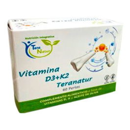 TERANATUR Vitamina D3+K2 60 Cápsulas - Complemento Alimenticio con Aceite de Oliva Virgen Extra