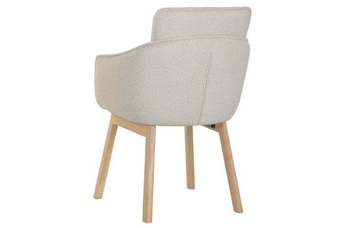 DKD Home Decor Silla Escandinava Beige Natural, Madera de Hevea y Poliéster, 60x86x59 cm, Incluye 2 Unidades