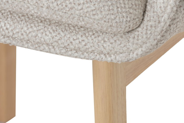 DKD Home Decor Silla Escandinava Beige Natural, Madera de Hevea y Poliéster, 60x86x59 cm, Incluye 2 Unidades