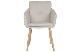 DKD Home Decor Silla Scandi Beige Natural Madera de Hevea Poliester 60 x 86 x 59 cm (2 Unidades)