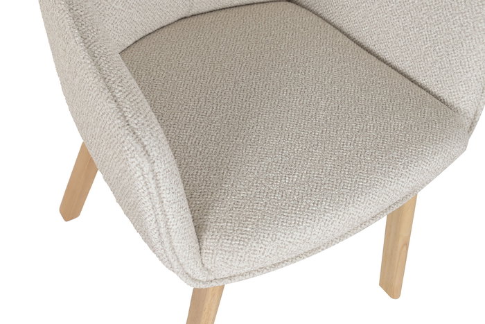 DKD Home Decor Silla Escandinava Beige Natural, Madera de Hevea y Poliéster, 60x86x59 cm, Incluye 2 Unidades