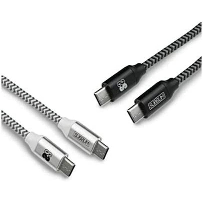 Subblim Pack de 2 Cables USB C a USB C 1m Negro/Plata, SUB-CAB-4CC001