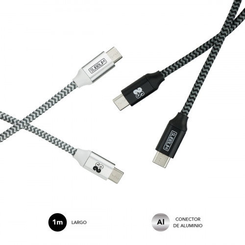 Subblim Pack de 2 Cables USB C a USB C 1m Negro/Plata, SUB-CAB-4CC001