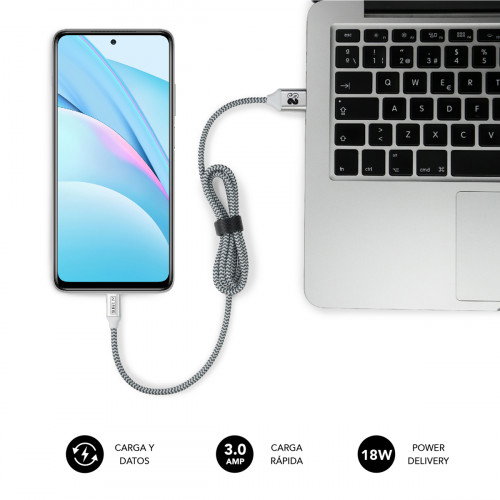 Subblim Pack de 2 Cables USB C a USB C 1m Negro/Plata, SUB-CAB-4CC001