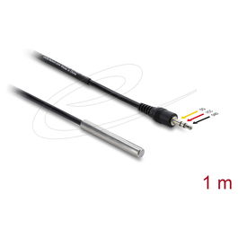 DeLOCK Sensor de Temperatura DS18B20 con Cable de 1 m y Conector Jack 3.5 mm 3 Pines para Monitorización