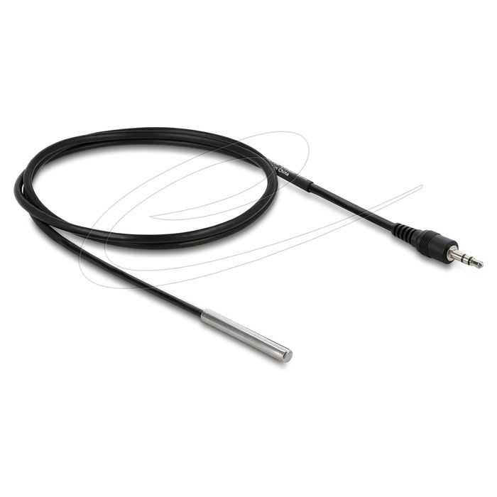 DeLOCK Sensor de Temperatura DS18B20 con Cable de 1 m y Conector Jack 3.5 mm 3 Pines para Monitorización