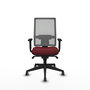 Silla de oficina Horna con mecanismo Sincro tapizada con Similpiel color Granate y malla color Gris. Equipada con lumbar 1D, Brazos 1D y Ruedas 65 mm parqué