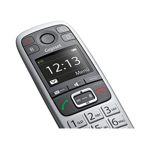 Gigaset E560 Teléfono DECT para Ancianos con Botones Grandes, Contestador y Altavoz, Agenda 200 Contactos, Negro
