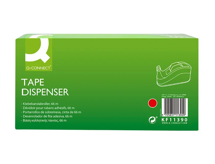 Q-connect Portarrollo de sobremesa rojo para cintas de 66 m