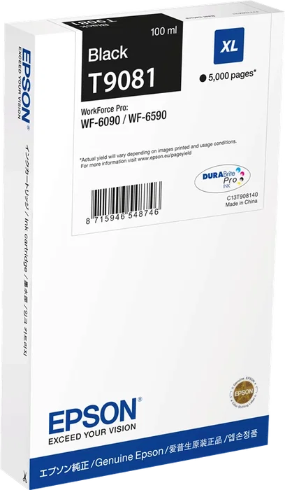 Epson T9081 XL Negro Cartucho de Tinta Original (C13T90814N) High Yield Epson T9081 XL Negro Cartucho de Tinta Original (C13T90814N) High Yield