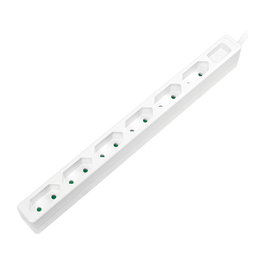 LogiLink Regleta o Base de enchufes LPS231, 6 tomas, 1.5m, 250V 15A 3400W, cable blanco, para interior, certificado CE