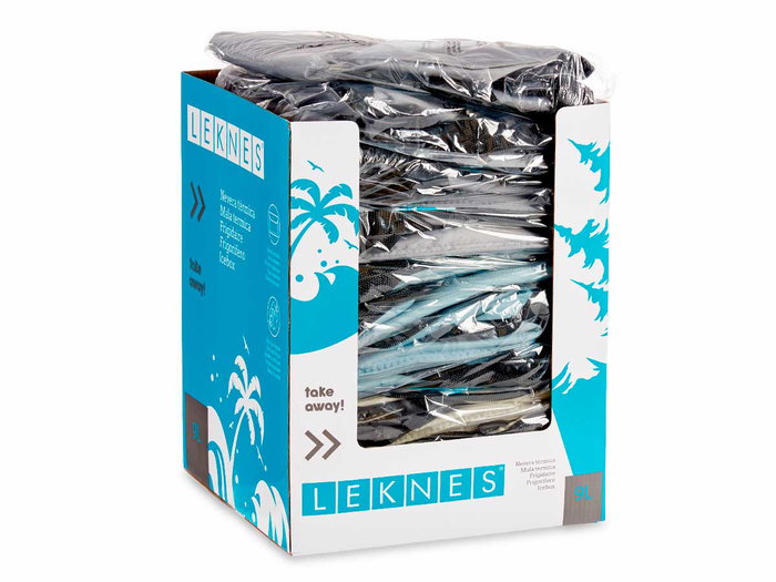 Leknes Nevera 9L con Bolsillo Exterior, Surtidos, Pastel, Poliester/PEVA, Azul/Gris/Marron, 26x3x23cm (Set de 12)