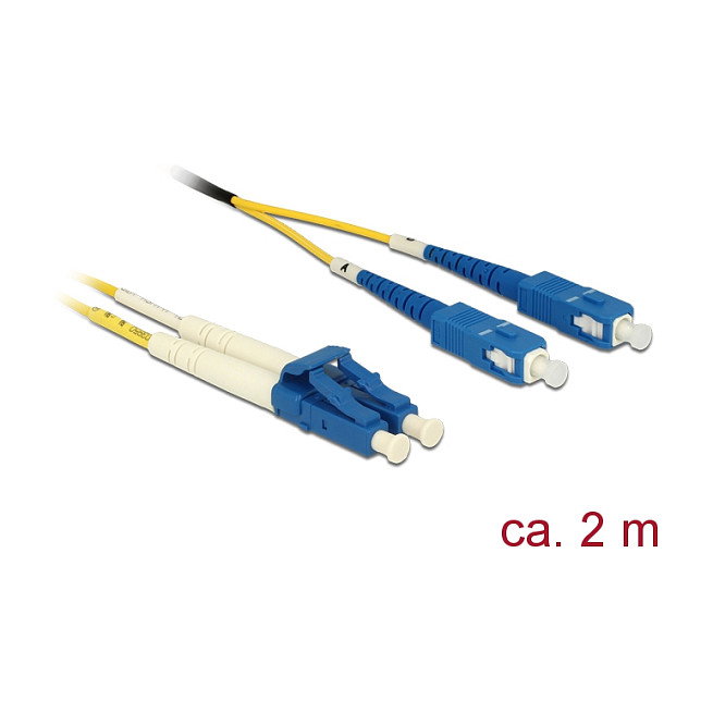 DeLOCK 84610 Cable de fibra óptica LC a SC Singlemode OS2, 2 m, Amarillo