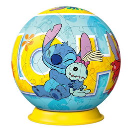Ravensburger Puzzle Ball 3D Stitch 11596 Rompecabezas 3D con Tecnología Easy Click de Disney para +6 Años