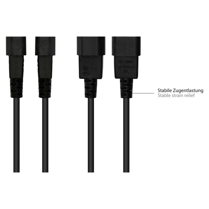 GoodConnections Alcasa P1450-S050 Cable de Conexión Kaltgeräte-Warmgeräte 5m, C14 a C15, Negro, H05V2V2-F 3x1mm², 250V 10A