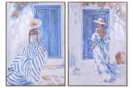 DKD Home Decor Cuadro Lienzo Chica Puerta Surtido de 2 Unidades