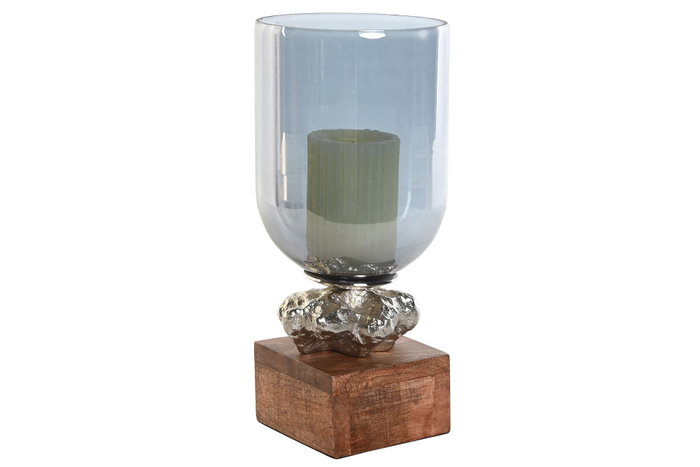DKD Home Decor Portavelas de Cristal y Aluminio Multicolor