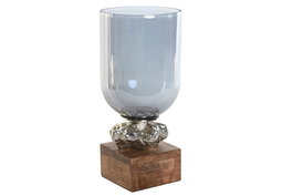 DKD Home Decor Portavelas de Cristal y Aluminio Multicolor