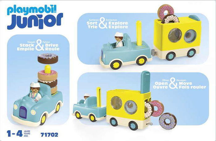 Playmobil Camión de Donuts Junior con Función de Apilamiento y Clasificación, 1 Año+
