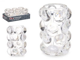 Giftdecor Portavela Bola Grande Transparente Cristal 8.4x12.5x8.4 cm (Set de 12)
