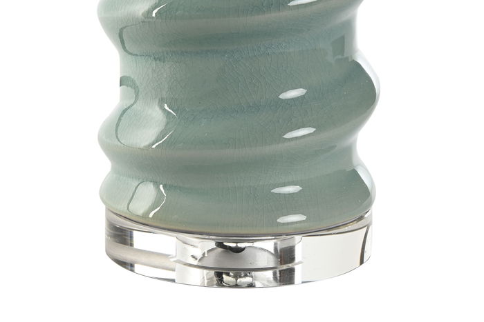 DKD Home Decor Lámpara Sobremesa Moderno Turquesa Blanco 30 x 60 x 30 cm Gres Lino Hierro