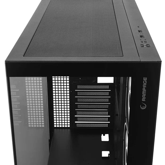Rampage Hydra V1 Obudowa PC E-ATX, 4x ventilador, USB C/USB A, ARGB + hub, negra
