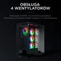 Rampage Hydra V1 Obudowa PC E-ATX, 4x ventilador, USB C/USB A, ARGB + hub, negra