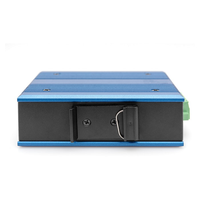 Digitus Conmutador Industrial Fast Ethernet de 4 Puertos, No Gestionado, con 1 Uplink SFP, 10/100 Mbps, Montaje en Carril DIN, IP40, Negro/Azul