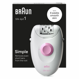 Braun Silk-épil 1 1-000 Depiladora Eléctrica Rosa, Blanco, 20 Pinzas