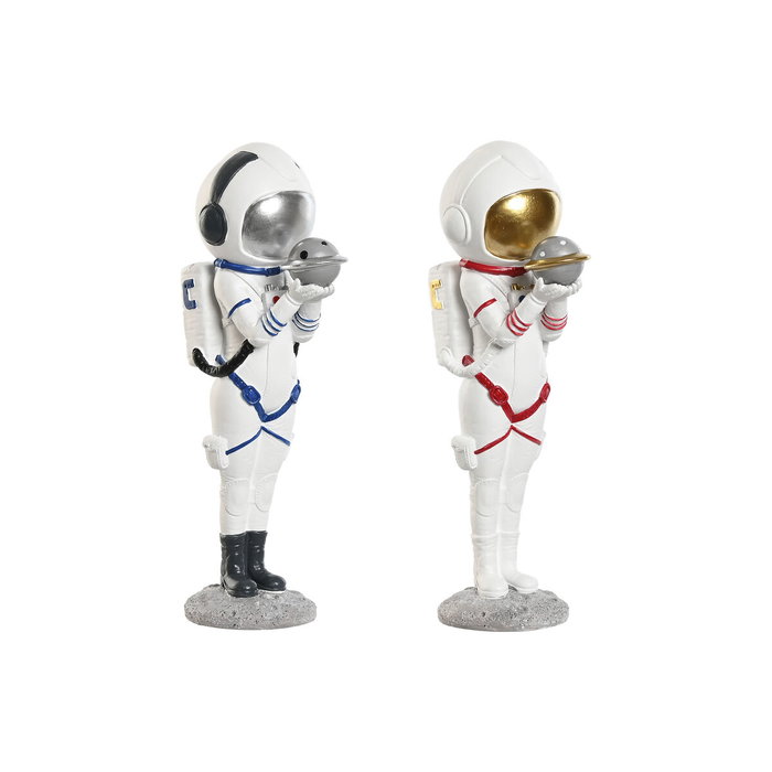 DKD Home Decor Set de 2 Figuras de Astronauta en Resina, Colección Astronaut Girl