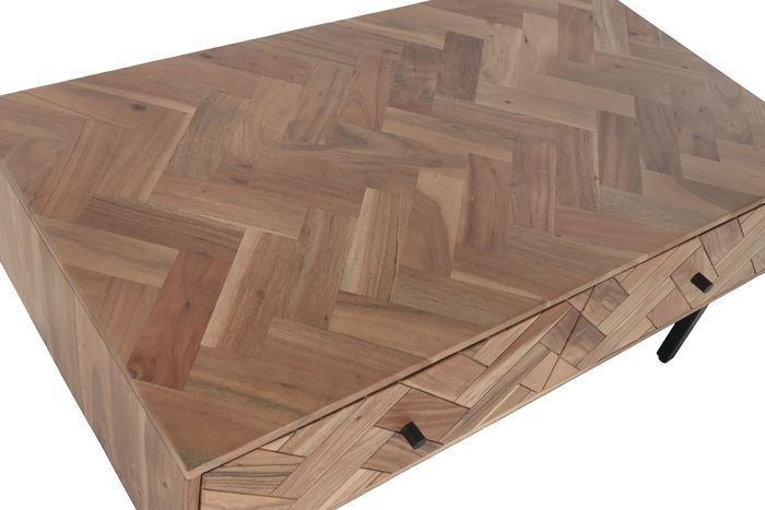 DKD Home Decor Mesa Centro Espiga Moderno Marron Negro 110 x 60 x 45 cm