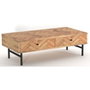 DKD Home Decor Mesa de Centro ESPIGA de Acacia y Metal Marrón