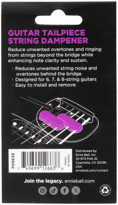 Ernie Ball Mutador Cuerdas - String Dampener Guitar Tailpiece para Mejorar Claridad y Sustain Ernie Ball Mutador Cuerdas - String Dampener Guitar Tailpiece para Mejorar Claridad y Sustain