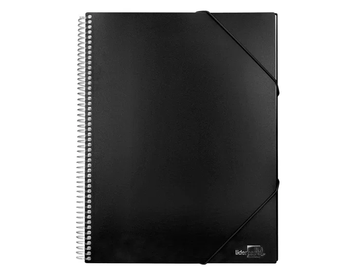 Liderpapel Carpeta escaparate con espiral 10 fundas de polipropileno DIN A4 negro