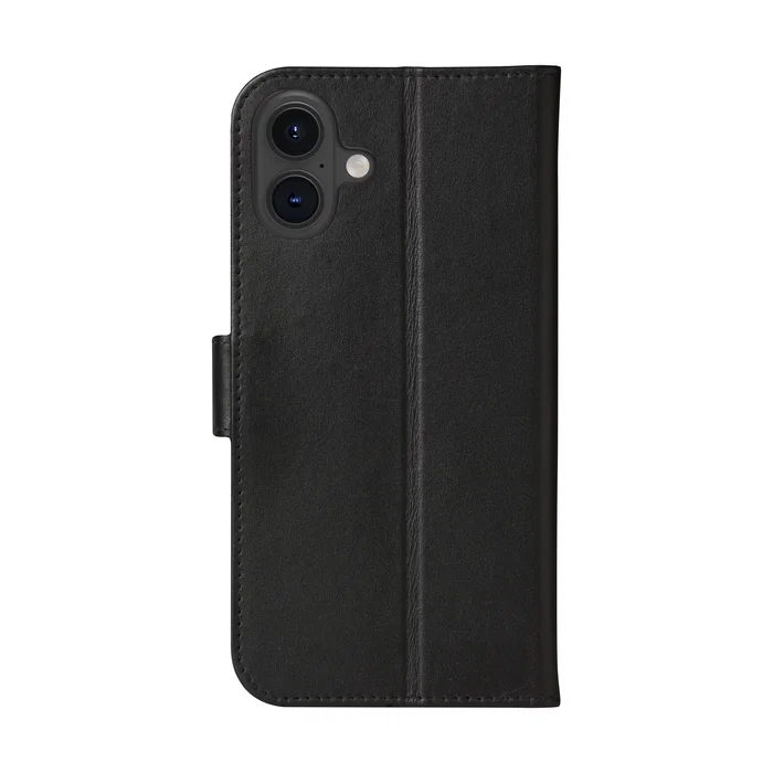 Dbramante1928 Copenhagen Funda Folio de Cuero Grano Entero Negro con Cierre Magnético, Soporte y Carga Inalámbrica para Apple iPhone 16 Plus (17 cm / 6.7")