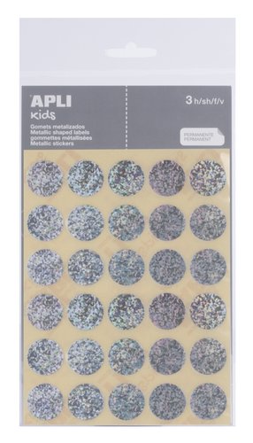 APLI Gomets Metalizados Círculo Ø 20 mm Plata 90 uds. (Set de 10) APLI Gomets Metalizados Círculo Ø 20 mm Plata 90 uds. (Set de 10)