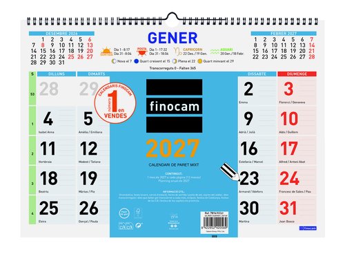 FINOCAM Calendario de pared 2027 Colores Mixtos L 430x310 FINOCAM Calendario de pared 2027 Colores Mixtos L 430x310