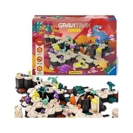 Ravensburger 24845 GraviTrax Junior - Starter-Set XXL Dino, Pista para canicas, 197 piezas, 3-4 años