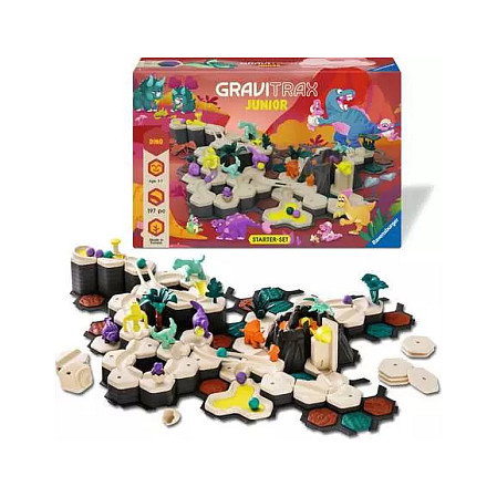 Ravensburger 24845 GraviTrax Junior - Starter-Set XXL Dino, Pista para canicas, 197 piezas, 3-4 años