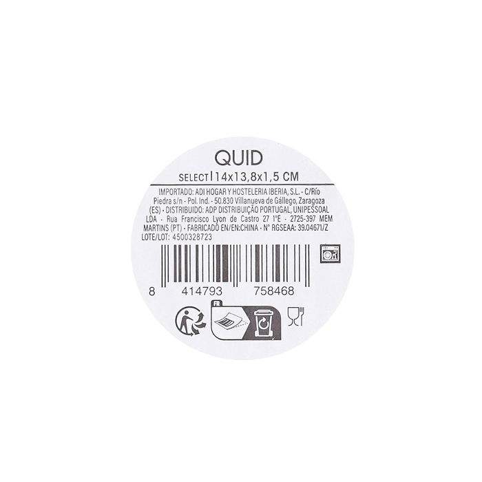 Plato Vidrio Select Vidrio Quid 14x13,8x1,5 cm (36 Unidades)